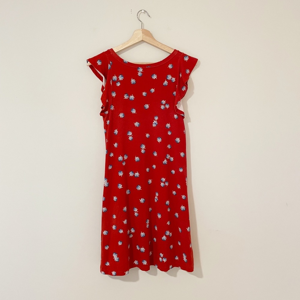 Loft Burnt Orange & Blue Floral Swing Dress - Picture 5 of 5
